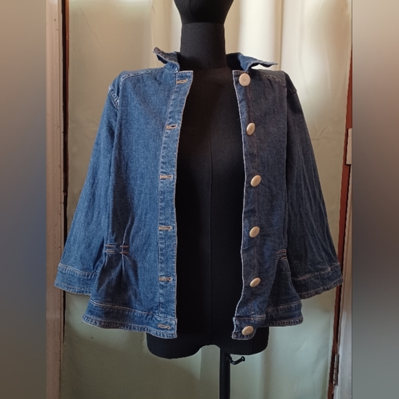 🍒 Coldwater Creek Classic Button Up Blue Jean Jacket - Picture 6 of 8